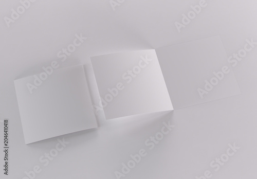 Realistic Quad Fold Brochure Mockup. 3D Render