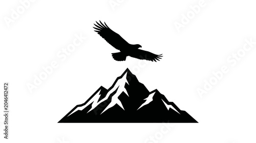 Majestic Mountain Landscape with Soaring Eagle in Flight.