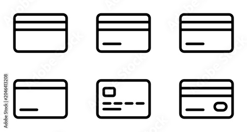 Cuadro en lienzo Credit Card Icons, Payment Plastic Cards, Financial Transaction Symbols, Digital