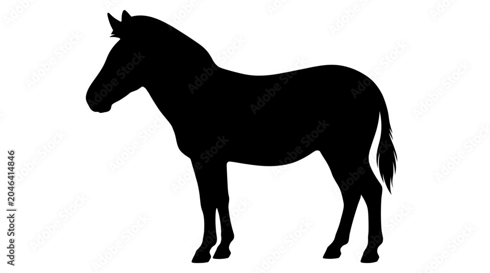 Obraz premium Silhouette of a Horse Standing in Profile on White Background.