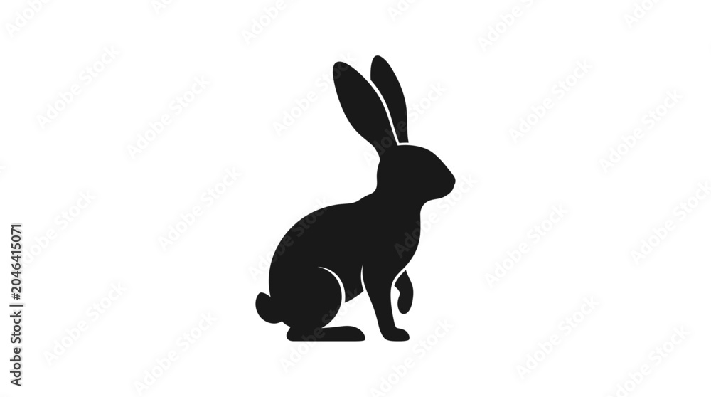 Fototapeta premium Silhouette of a Rabbit in Side Profile for Wildlife and Nature Themes.