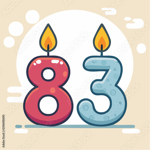 Number 83 Birthday Candles
