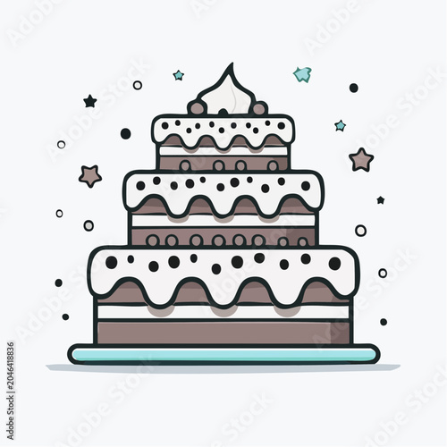 Three Tier Chocolate Cake Illustration