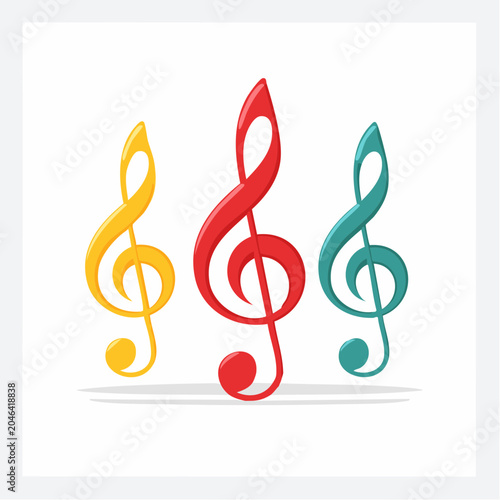 Three Colorful Treble Clefs