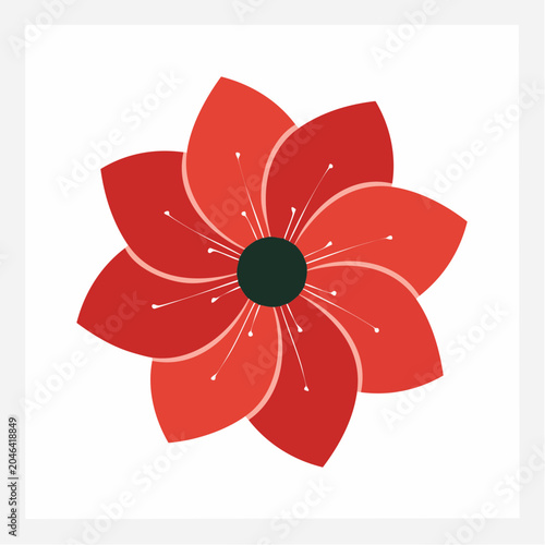 Stylized Red Poppy Flower Illustration