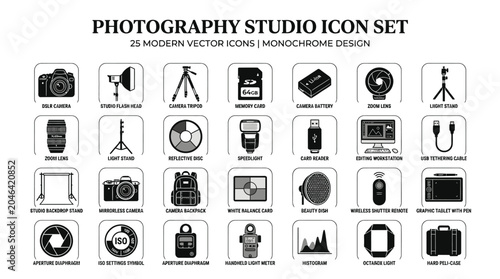 Photography Studio Icon Set Collection.