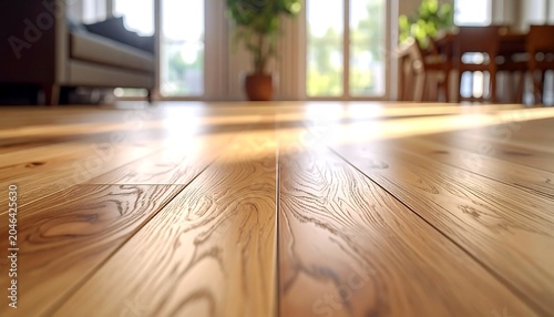 A bright and airy room with a focus on a light-colored hardwood floor