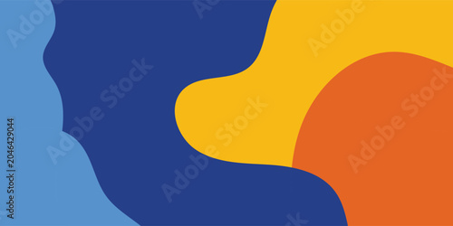 Abstract colorful shapes with blue orange and yellow.