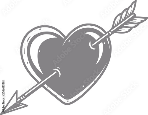 Vászonkép Heart pierced by an arrow, symbol of love and affection