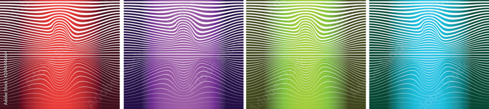Naklejka premium Set of abstract backgrounds with wavy lines and vibrant gradient colors