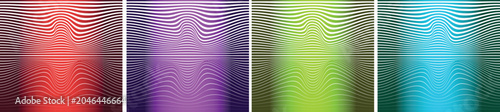 Cuadro en lienzo Set of abstract backgrounds with wavy lines and vibrant gradient colors
