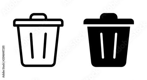 Foto Trash Can Icons, Waste Bin Vector Graphics, Garbage Container Symbols, Recycling