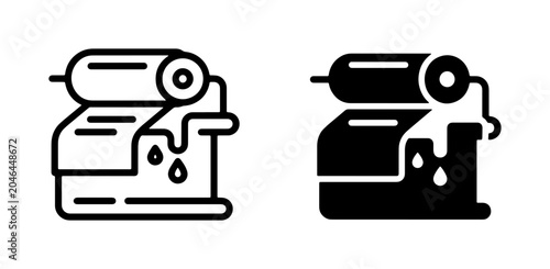 Fotografija Printing Press Icons, Ink Roller Machine, Industrial Manufacturing, Graphic Desi