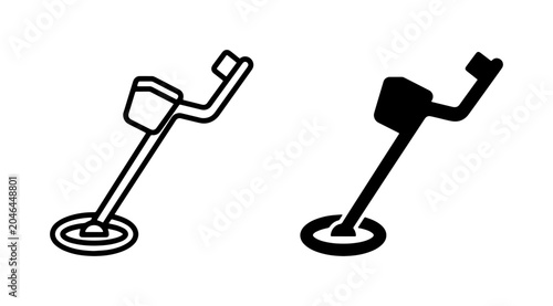 Foto Metal Detector Icons, Treasure Hunting Equipment, Search Tool Vector Graphics, P