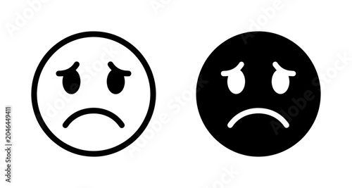 Foto Sad Face Icons, Negative Emotion Symbols, Disappointment Emoticon, Unhappy Expre