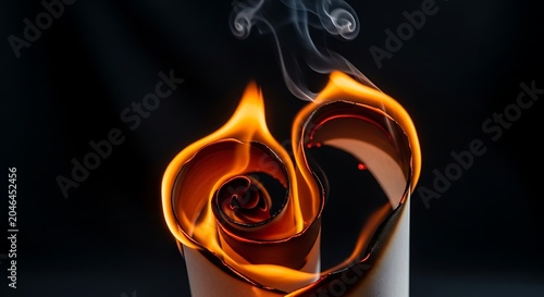 Burning Paper Rose Flame.