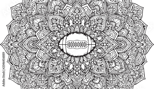 Football Mandala Coloring Vector