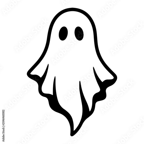 Billede på lærred Spooky ghost figure for Halloween in minimalist stencil style