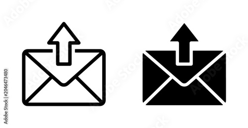 Fényképezés Email Send Icon Set, Outgoing Mail Symbol, Digital Communication Vector Graphics