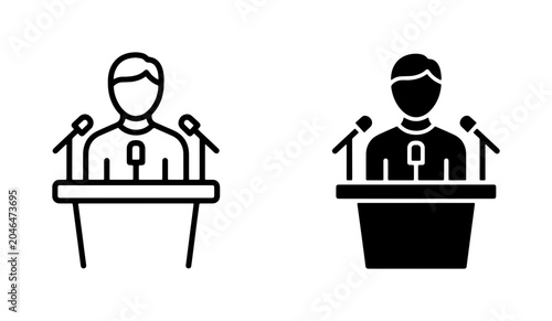 Foto Speaker Podium Icons: Outline and Solid, Public Speaking, Presentation, Speech,