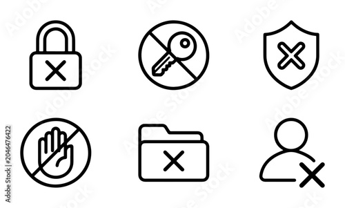 Foto Security Icons Set: Lock, Key, Shield, Stop Hand, Folder, User Access Denied, Ve