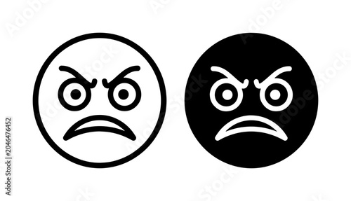 Schilderij op canvas Angry Face Icons, Grumpy Emoji Vector Art, Negative Emotion Symbols, Frustrated