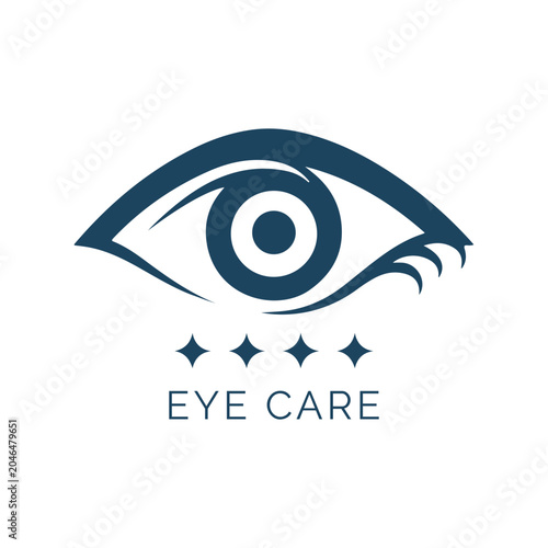 Eye Care Clinic Logo Design.Minimalist Optometry and Ophthalmology Icon with Stars