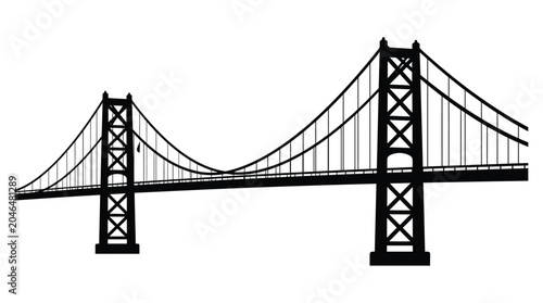 Cuadro en lienzo Golden gate bridge graphic a black silhouette against a white background silhoue