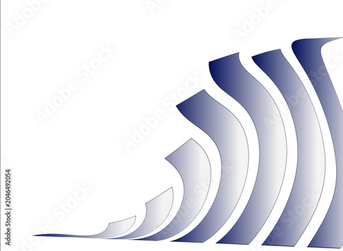 Photos Abstract waves flow across a clean white background featuring smooth blue gradients and simple lines