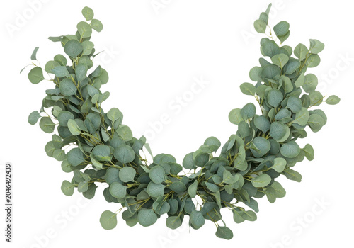 Artificial eucalyptus garland isolated on transparent background