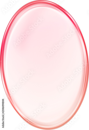 Glossy iridescent glass circle blob with purple blue gradient isolated on transparent background