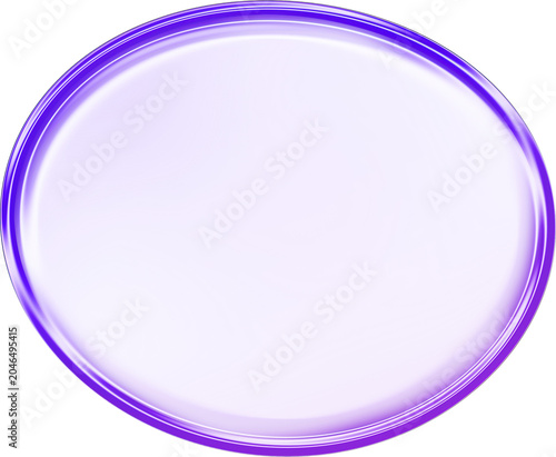 Glossy iridescent glass circle blob with purple blue gradient isolated on transparent background