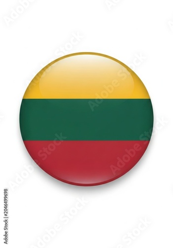 round button with horizontal stripes in yellow, green, and red colors