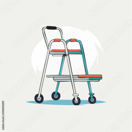 Walker with wheels and orange grips