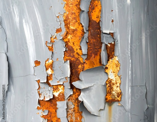 Autumn leaves on white wooden fence in sunlight.