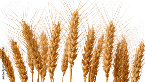 Quadro em tela Golden wheat stalks with delicate awns, isolated on transparent background