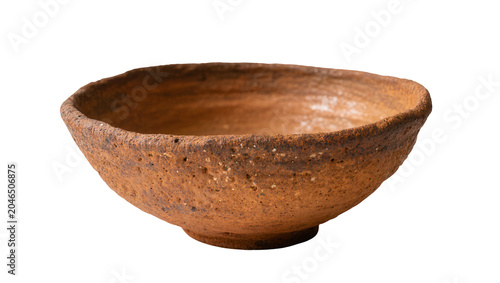 Photos Rustic earthenware bowl with rough texture, isolated on transparent background