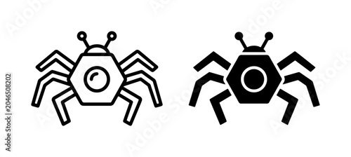 Fotografie Cybernetic Insect Icons, Hexagonal Bug Vector Art, Futuristic Robot Critter Grap