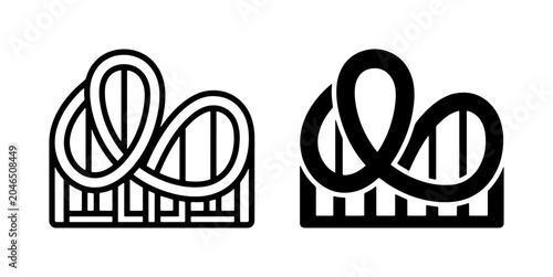 Tableau sur toile Roller Coaster Icons, Amusement Park Thrill Ride Vector Graphics, Entertainment