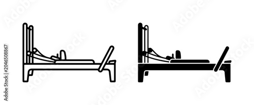 Bilde på lerret Pilates Reformer Machine Icons, Fitness Equipment Vector Graphics, Exercise Appa