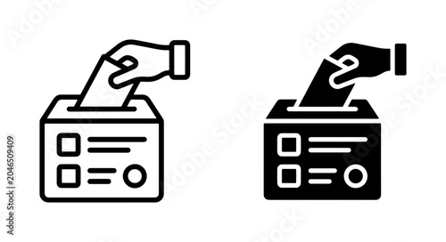 Bild auf Leinwand Voting icon set, hand casting ballot into ballot box, election symbol, civic par