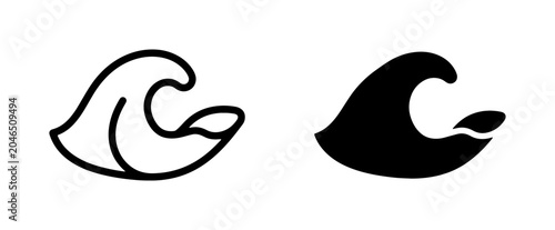 Bild auf Leinwand Ocean Wave Icons, Sea Swell Symbols, Water Motion Graphics, Nautical Design Elem