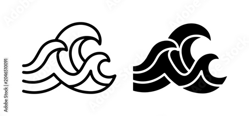 Foto Stylized Wave Icons, Ocean Swells, Sea Water Motion, Nautical Design Elements, B
