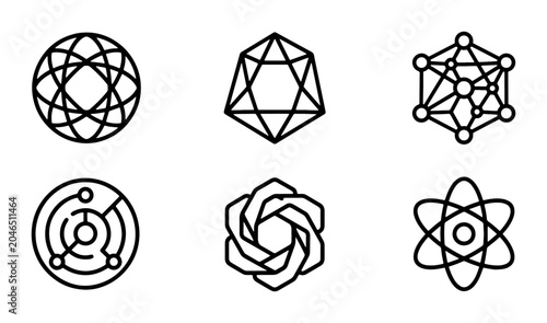 Photos Geometric Sacred Symbols Vector Icons, Sacred Geometry Set, Mystical Ornaments,