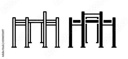 Tableau sur toile Gym Equipment Icons, Outdoor Fitness Bars, Workout Structures, Silhouette Vector