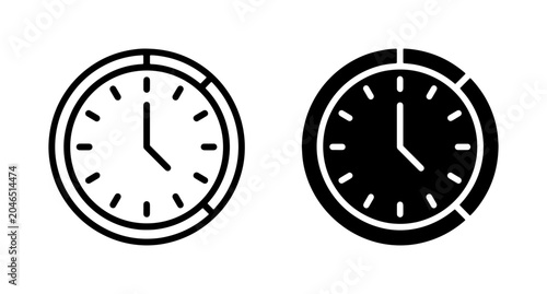 Foto Clock Icons, Time Symbols, Round Watch Graphics
