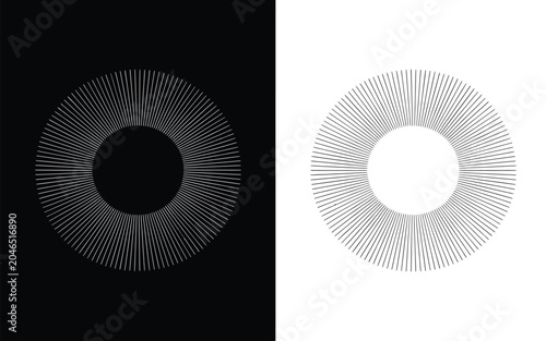 Photography Radial lines emanating from a central point black and white graphic