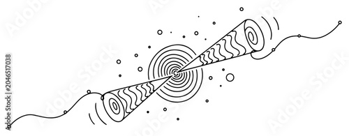 Valokuva Black hole or wormhole cosmic phenomenon in minimalist continuous line art style