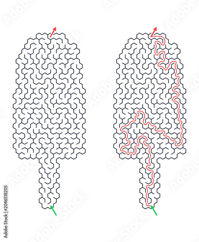 Ice pop summer maze puzzle graphic design with intricate patterns  