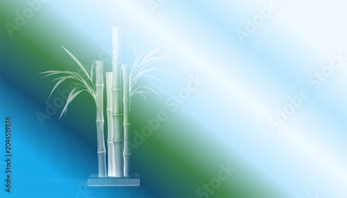 Fényképezés Gradient abstract bamboo plant in modern style with blue and green background
